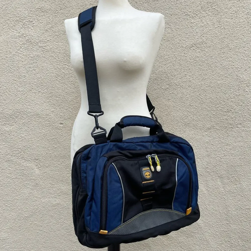 Timberland Blue Yellow Expandable Messenger Style Laptop Bag